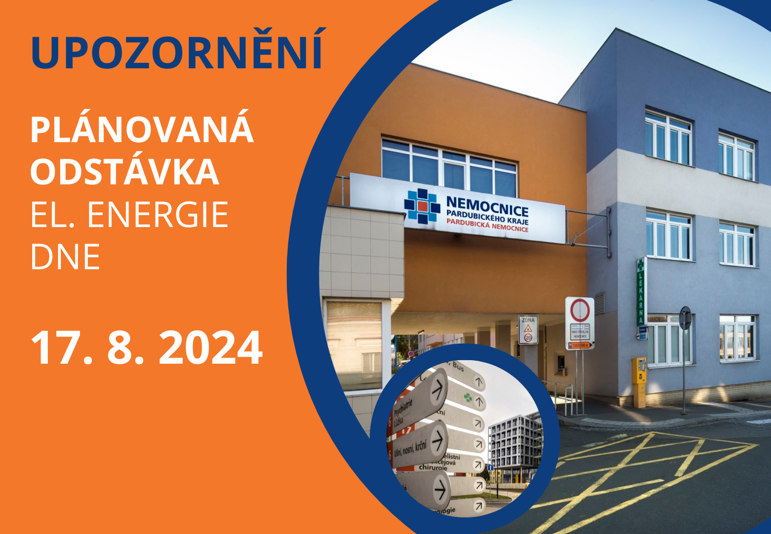 Pardubickou nemocnici opět omezí odstávka elektrické energie. ČEZ bude 17. 8. měnit zařízení trafostanice